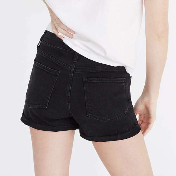 black denim short shorts