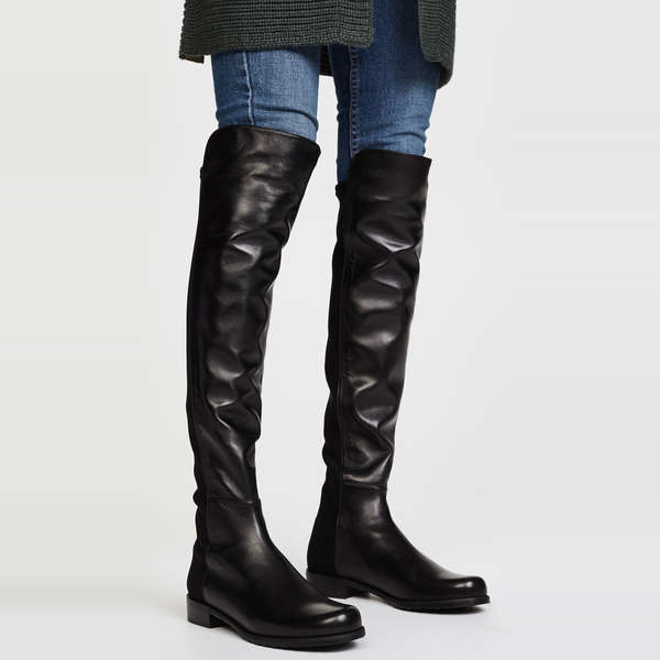 black leather riding style boots