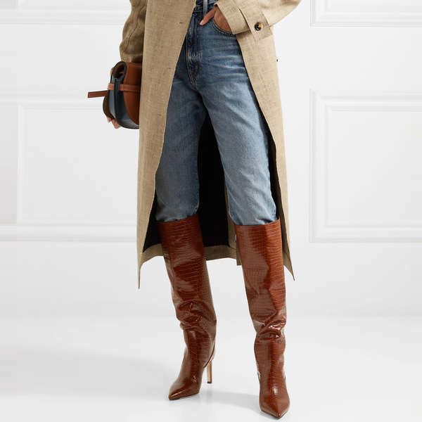 mock croc knee high boots
