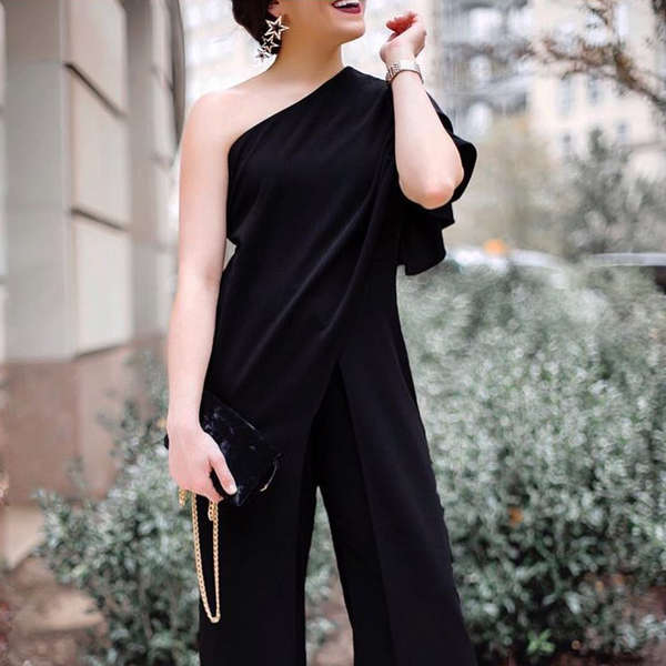 black jumpsuit with zipper