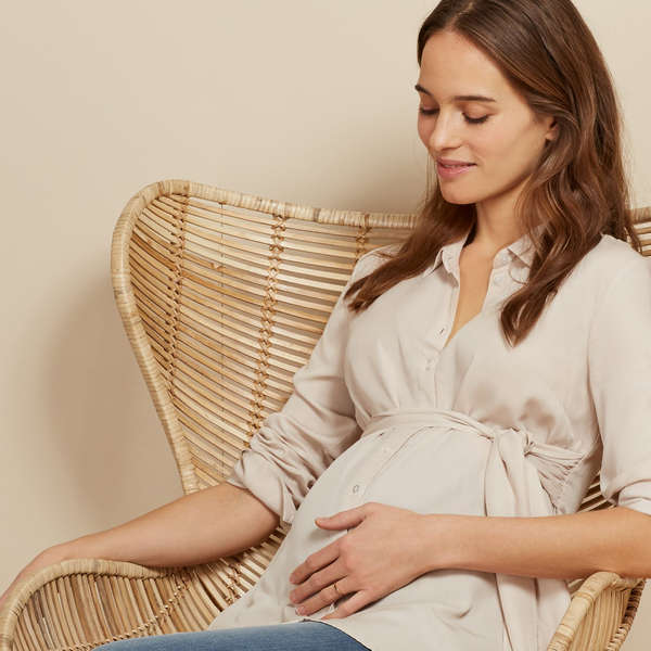CareGabi Maternity Tops Short Sleeves Blouses Front Pleat Peplum Pregnancy Tunic for Women 