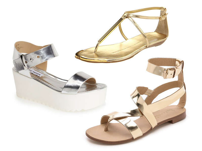 metallic sandals