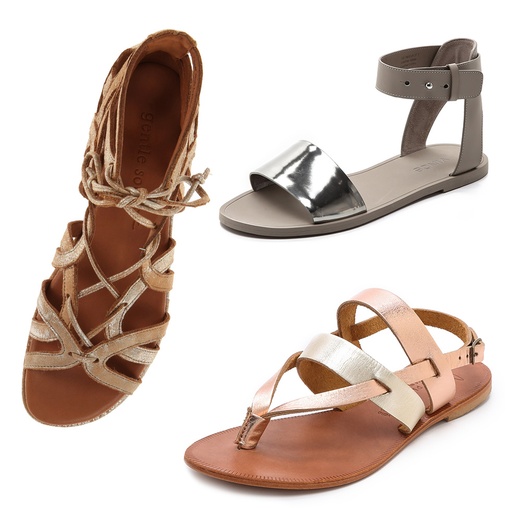 metallic sandals