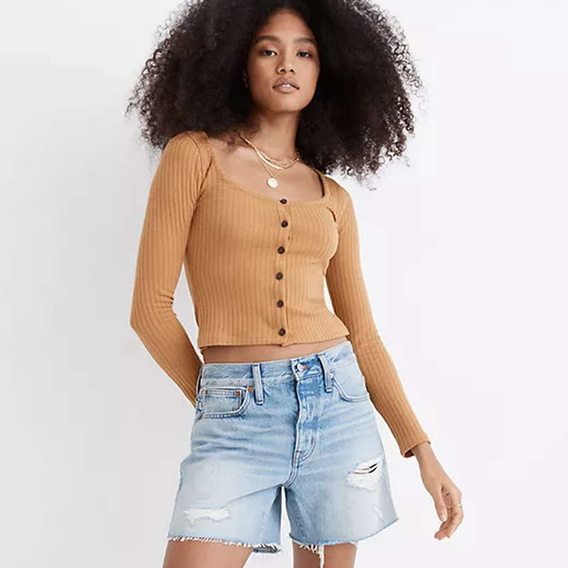 mid thigh denim shorts