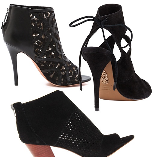 navy open toe booties