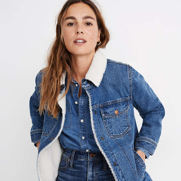 womens jean jacket with sherpa lining