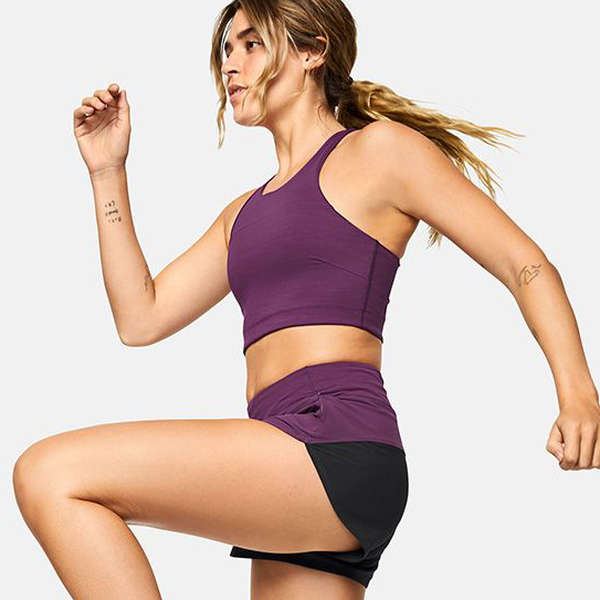 B.BANG Women’s Elastic Mid Waist Yoga Running Pull-on Sports Short with Side Deep Pockets Workout Shorts
