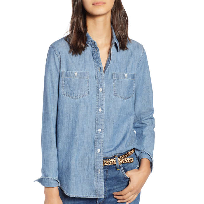 long chambray shirt womens