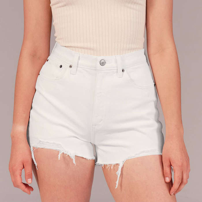 high rise white shorts