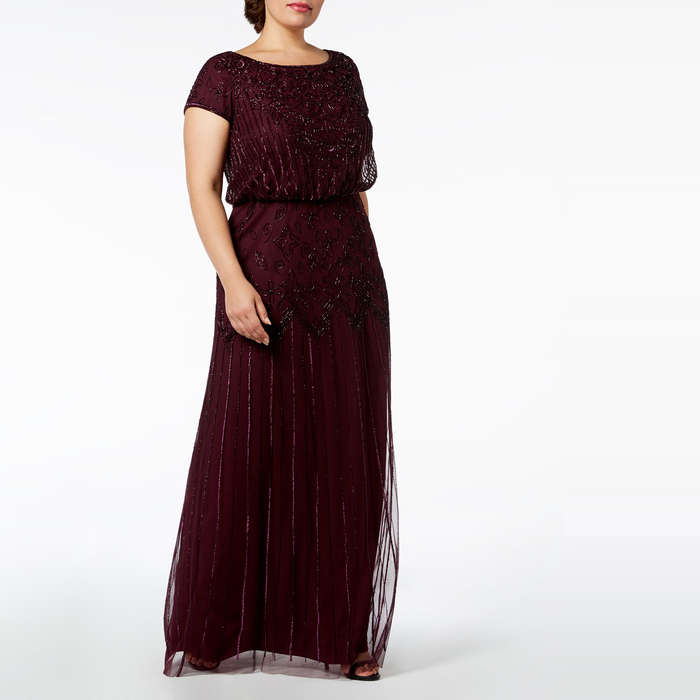 flattering evening gowns for plus size