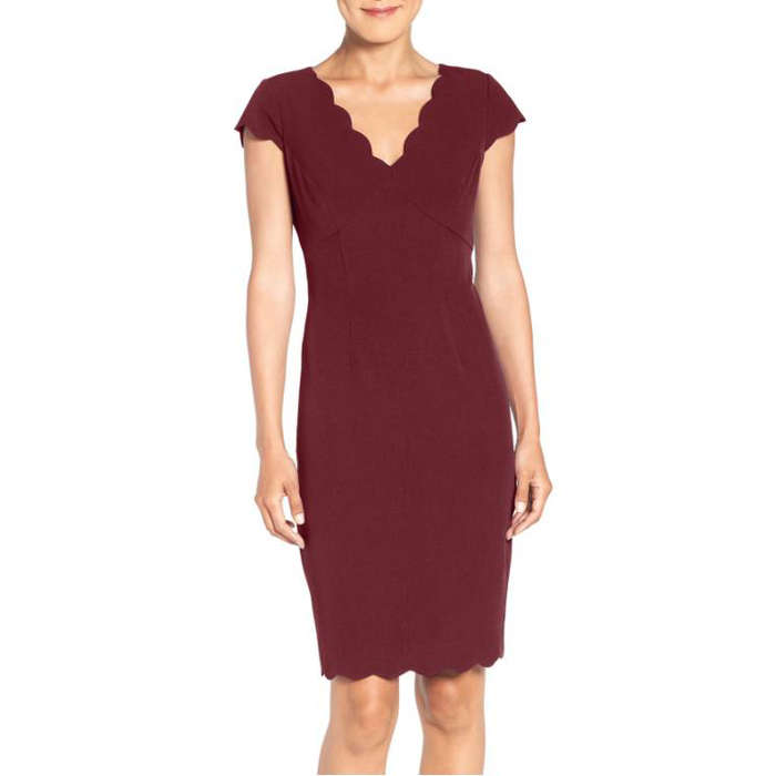 10 Best Sheath Dresses Rank Style Adrianna Papell Scalloped Crepe Sheath Dress
