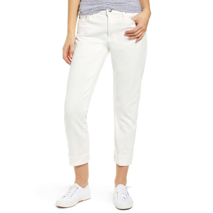 womens cropped white jeans