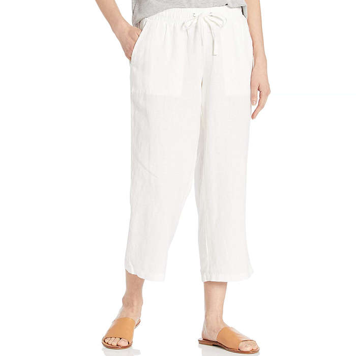 ladies cropped linen trousers