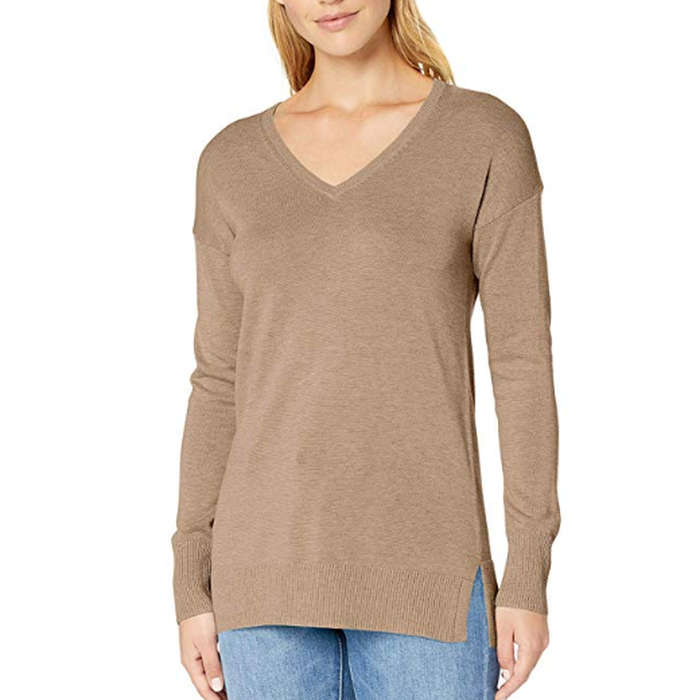 Essentials Womens Lightweight VNeck Tunic Sweater Clothing