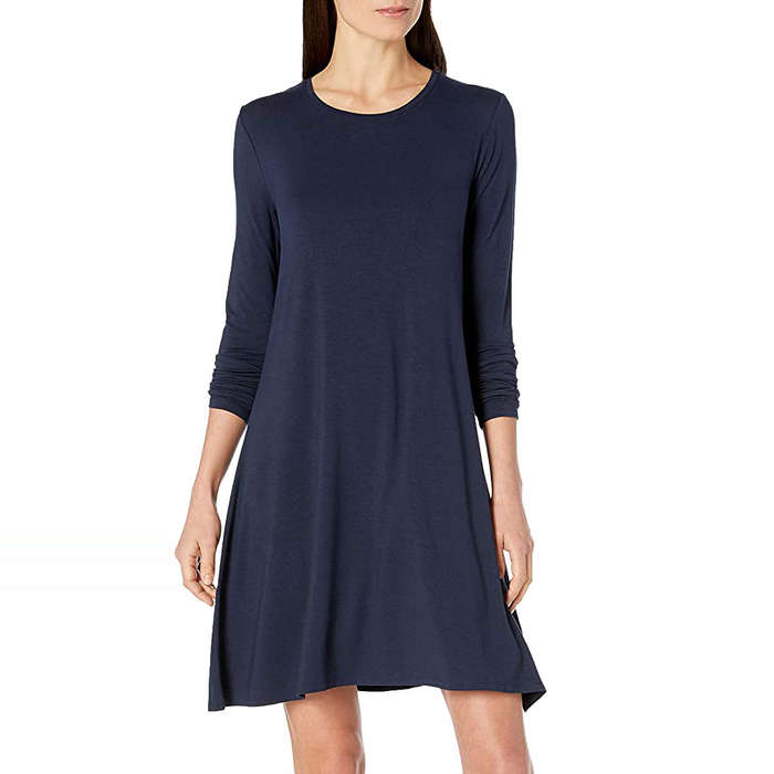 grey long sleeve t shirt dress