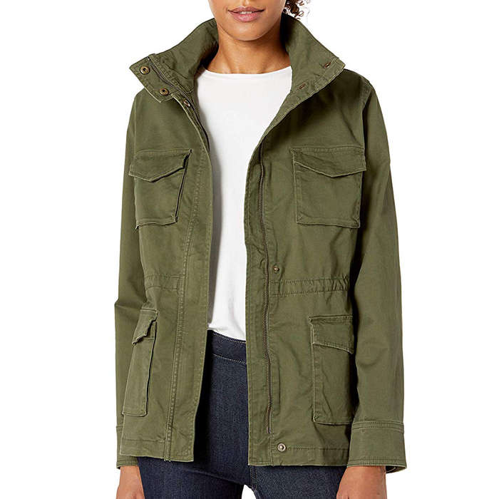 women's green military style jacket