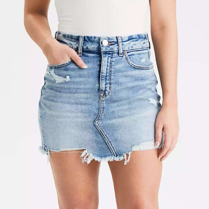 black jean skirt amazon