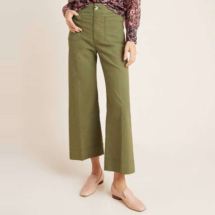 white wide leg ankle pants