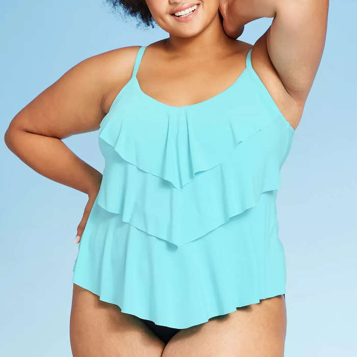 plus size swim tops with built in bra