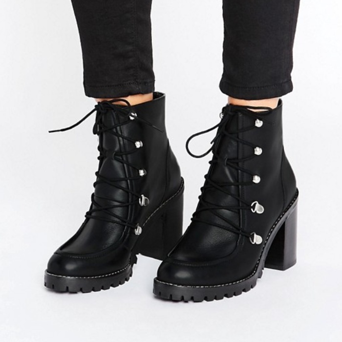 brown track sole boots