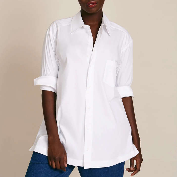 plus size white button down