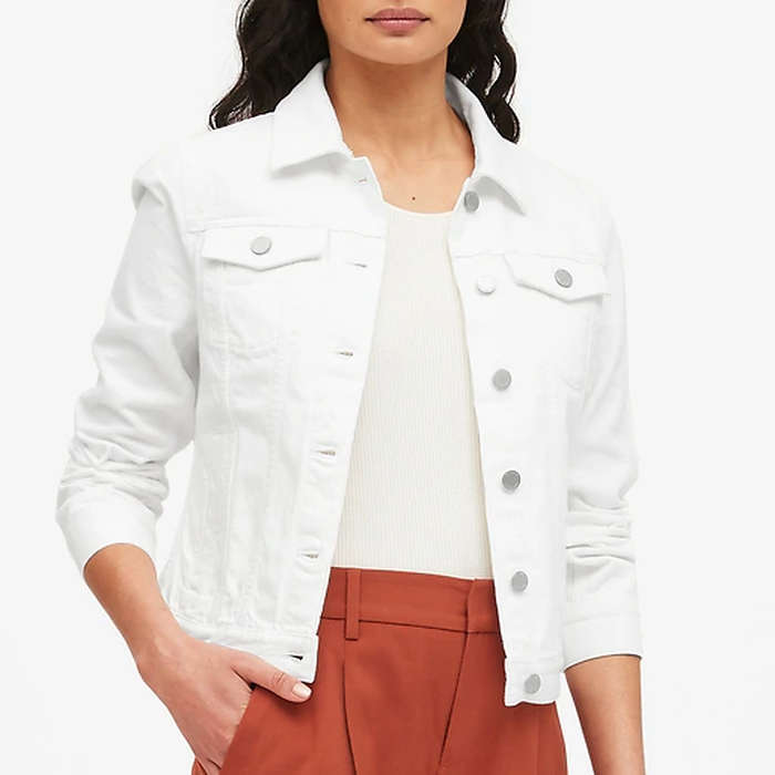 white blue jean jacket