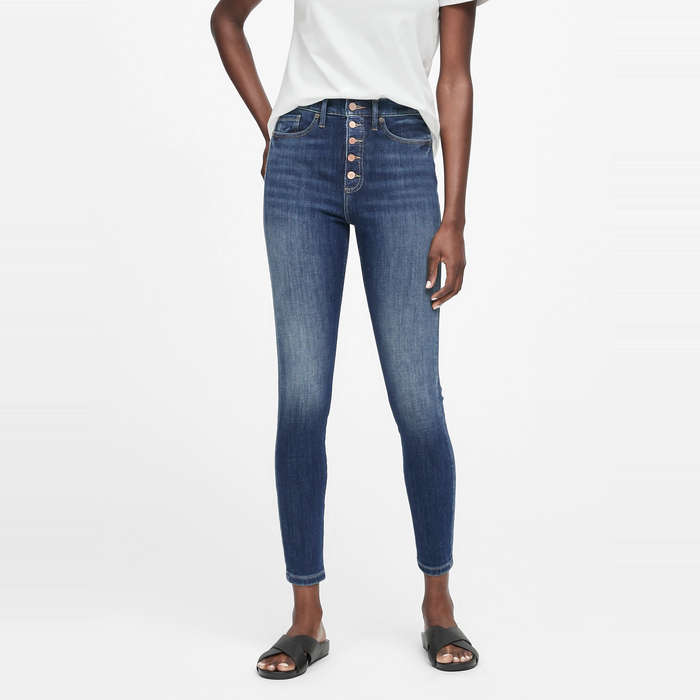 button fly skinny jeans