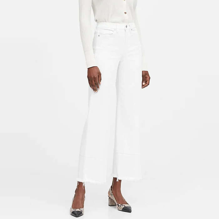 wide leg white denim jeans