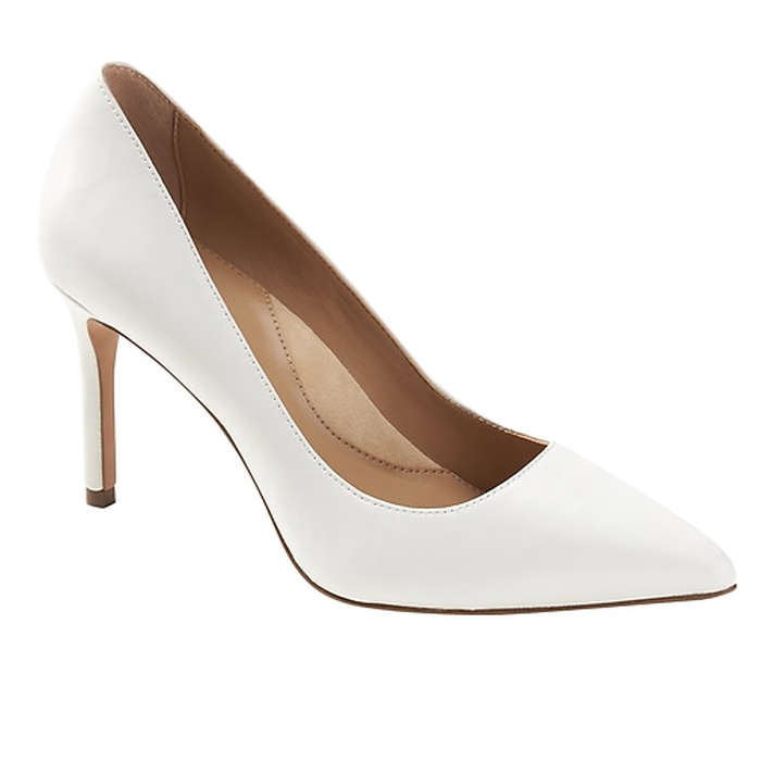 comfortable white heels