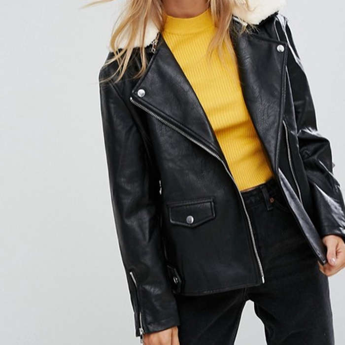 Faux leather jacket bershka