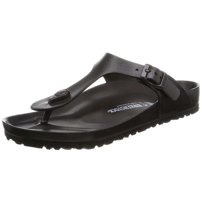 black plastic birkenstocks women's