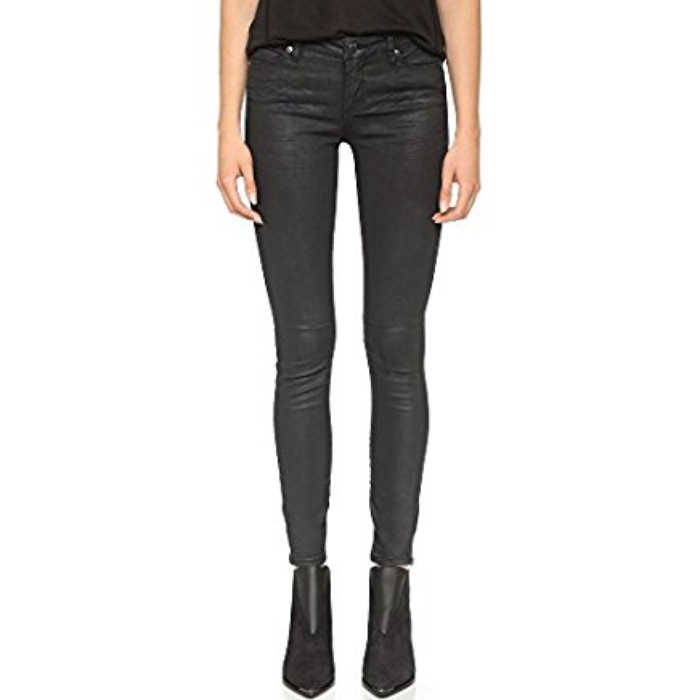 Womens black coated jeans