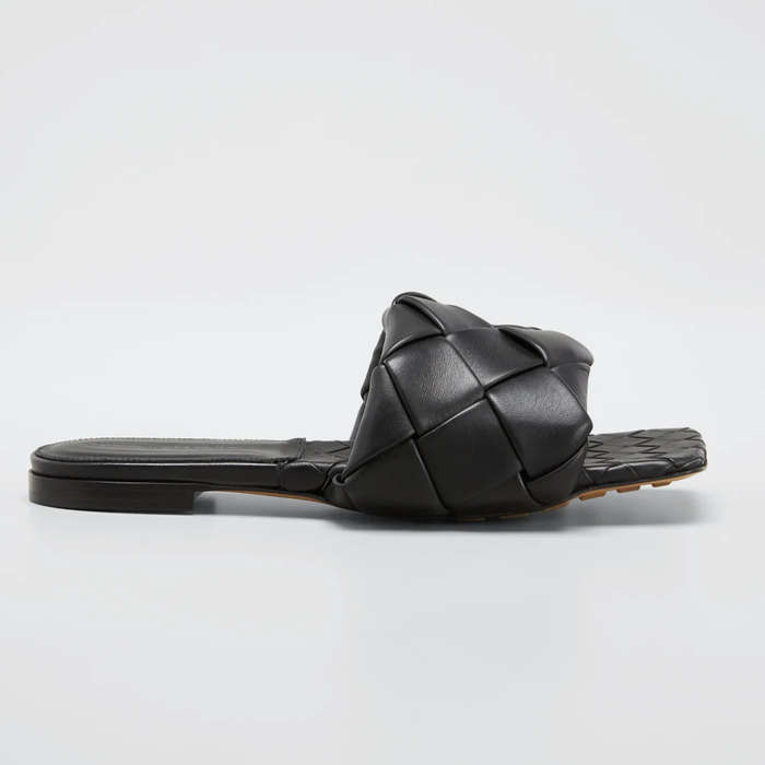 designer black sandals flat