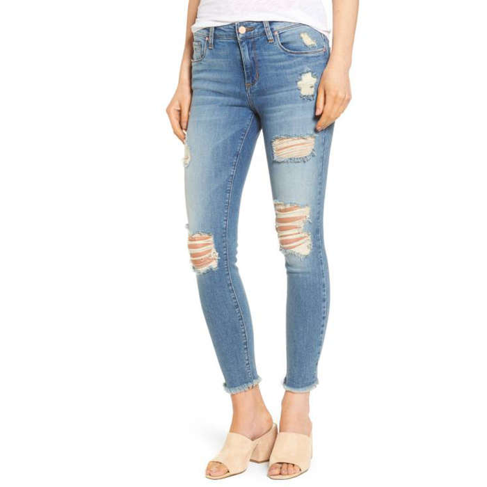 raw hem skinny jeans womens