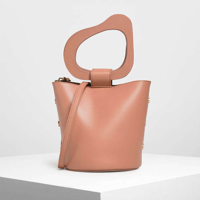 charles keith wristlet handle bucket bag