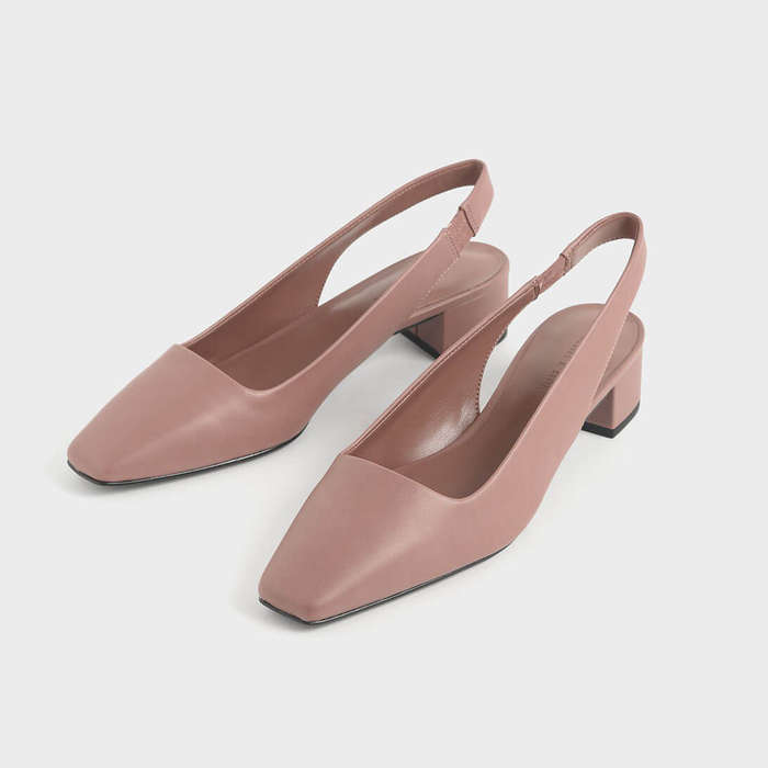 square toe slingback pumps
