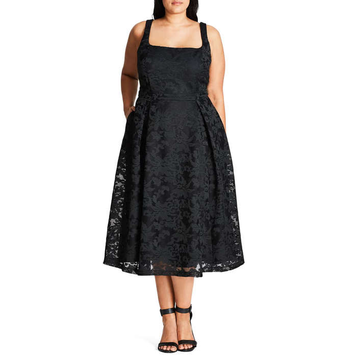 plus size black wedding guest dresses