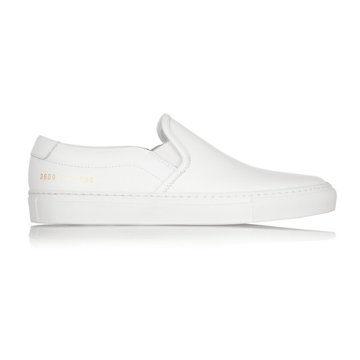 laceless white shoes