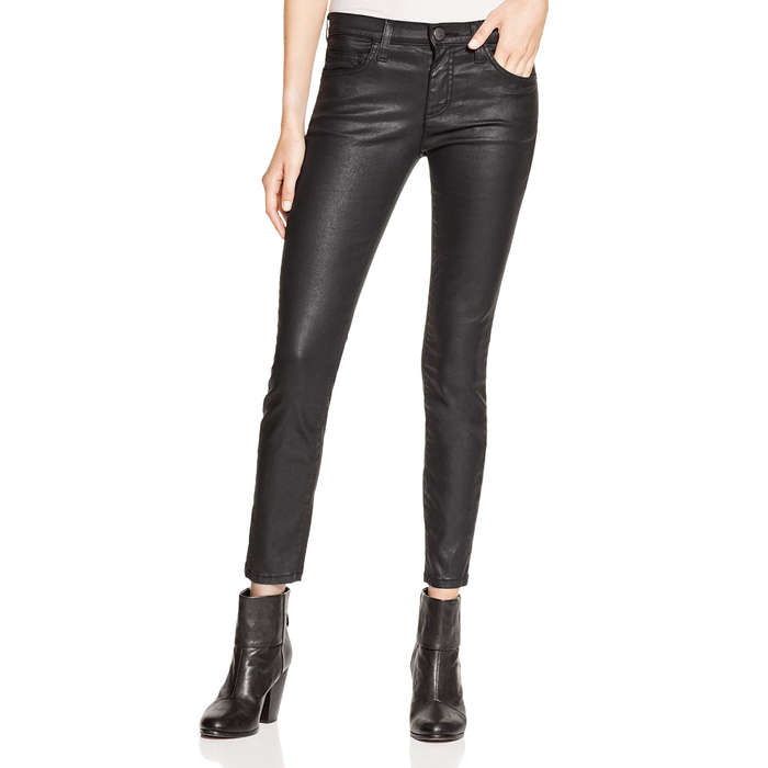 petite black coated jeans