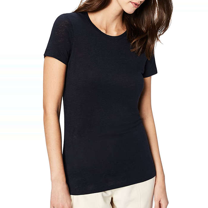 linen crew neck t shirt