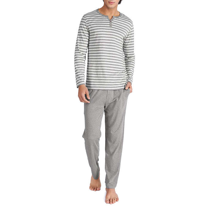DAVID ARCHY Mens Cotton Short Henley Sleepwear Classic Button-Down Pajamas Set