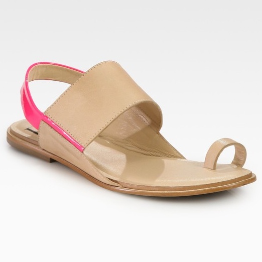 neon leather sandals