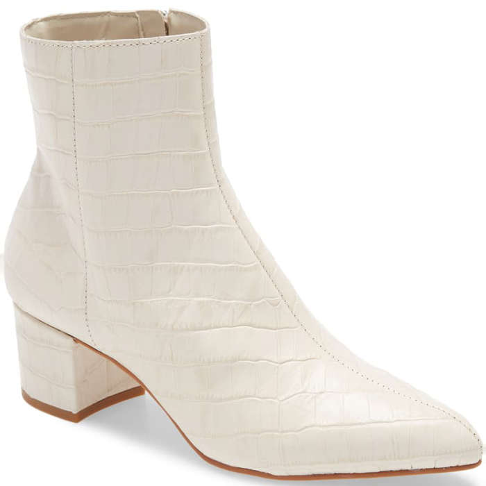 white booties leather