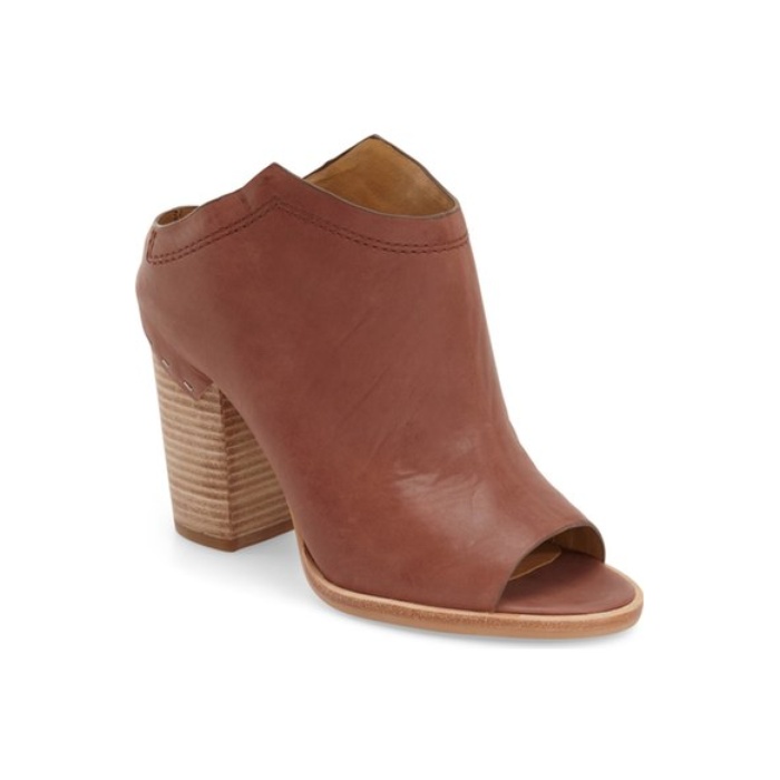 cognac peep toe booties