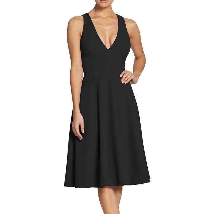 dress the population catalina tea length fit & flare dress