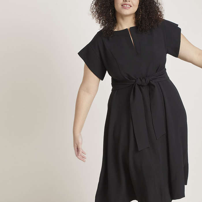 black fit and flare dress plus size
