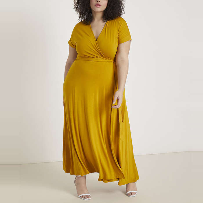Yellow Wrap Dress Plus Size Discount ...