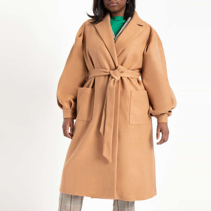 plus size belted coat