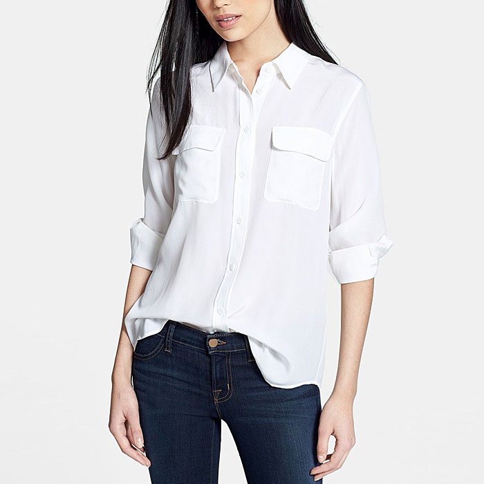 Womens white button up dress shirt