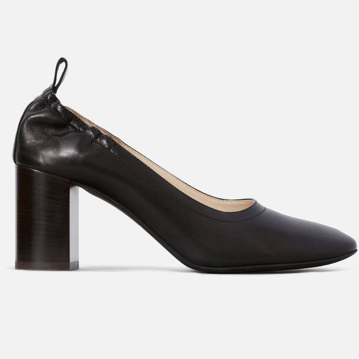 black pumps with feathers
